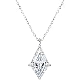 The Ancient Bazaar 925 Sterling Silver Kite-Shaped Solitaire Pendant Necklace for Women, Tarnish-Resistant, Hypoallergenic, Adjustable Chain, Clear Faceted CZ Stone, Spring Ring Closure, Elegant Gift for Her