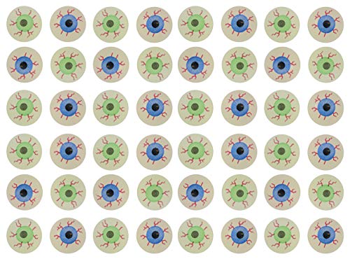 Curious Minds Busy Bags Bulk - 48 Eye Glow in The Dark Super Bouncy Balls - Spooky Eyeball Novelty Party Favor Toy Halloween, Ophthalmologist, Optometry Anatomy (4 Dozen)