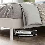 Zinus Piper Double Upholstered Bed Frame with Headboard 135 x 190 cm Off White view 3