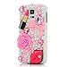Mavis's Diary 3D Handmade Crystal Red Lips Lipstick Pink Heart Bow and Flower Rhinestone Diamond Bling White Hard Case Cover for Samsung Galaxy S5 I9600 SM-G900 (Lips and Lipstick)