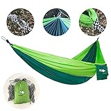 Camping Hammock – Single & Double Nylon Parachute Fabric Hammocks – Lightweight Portable Travel Swing for Fishing Backpacking Hiking & Festivals