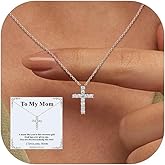 FaithHeart Stainless Steel Small Silver Cross Necklace for Women with Message Card - Non Tarnish Dainty Christian Faith Pendant Necklaces Gifts for Mom Wife, Birthday Jewelry Gift for Her