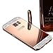 Creazy Rhinestone Metal Frame PC Mirror Back Case Cover For Samsung Galaxy S7 Edge (Rose Gold)