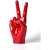 NENBOLEC Finger Sculpture Statue Modern Decor Arts Hand Gesture Gifts Polyresin Red 11 inch