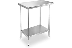 NSF Stainless Steel Table, 30 x 18 Inches Metal Prep & Work Table with Adjustable Undershelf, for Commercial Kitchen, Restaur