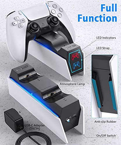 OIVO PS5 Oplaadstation, 2-uur Snelle Opladen Charging Station voor Playstation 5 en LED Strap, PS5 Controller… - Afbeelding 6