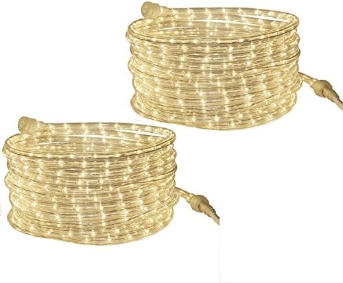 Tupkee LED Rope Light Warm-White - 24 Feet (7.3 m), for Indoor and Outdoor use - 10MM Diameter - 144 LED Long Life Bulbs Decorative Rope Tube Lights - Pack of 2