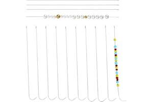 14 Pcs Metal Beading Needles Set for Bead Spinner,Sturdy Long Straight Beading Threader Needles,6.7 inches Clip-Style Beading