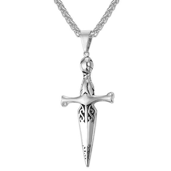 title=MESE London Pugnale Fashion Collana Placcata Platino Spada Ciondolo In Argento-