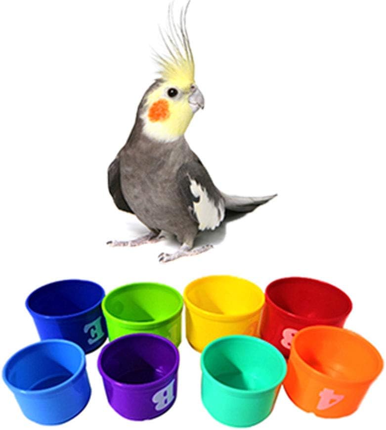 Keersi Bird Training Stacking Cups Food Foraging Toy for Parrot Budgie Parakeet Cockatiel Conure Lovebird Finch Canary Macaw African Grey Cockatoo Amazon Cage