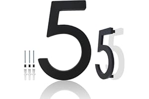 Hvatry House Numbers for Outside, 6 inch Modern Floating Address Numbers for Front Door, Street, Apartment, Farmhouse, High Visibility Numbers Enhance Home's Exterior Charm, Black(House Numbers 5)