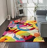 Bubble Bright Multi Circles Yellow Blue Red Abstract Geometric Lines Area Rug 3x5 (3'3