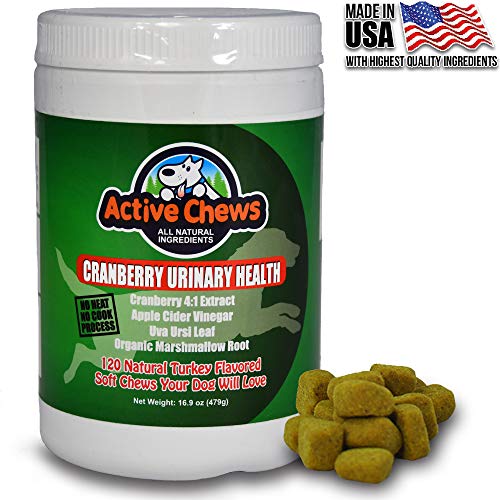 Active Chews Cranberry Chews for Dog UTI Treatment, Relieves Dog Incontinence and Provides Bladder and Kidney Support for Dogs, 120 Chews