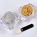 Born Pretty 2 Box Mirror Powder Gold Silver Pigment Nail Glitter Nail Art Chrome Powder with Matching Brushes Silver and Gold