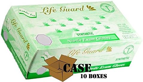 Life Guard - Nitrile Medical Exam Gloves, Powder Free - Case Size Small