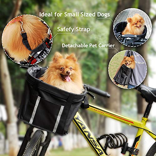 image for ANZOME Dogs Carrier Bike Basket, Handlebar Basket Folding Front Remova
