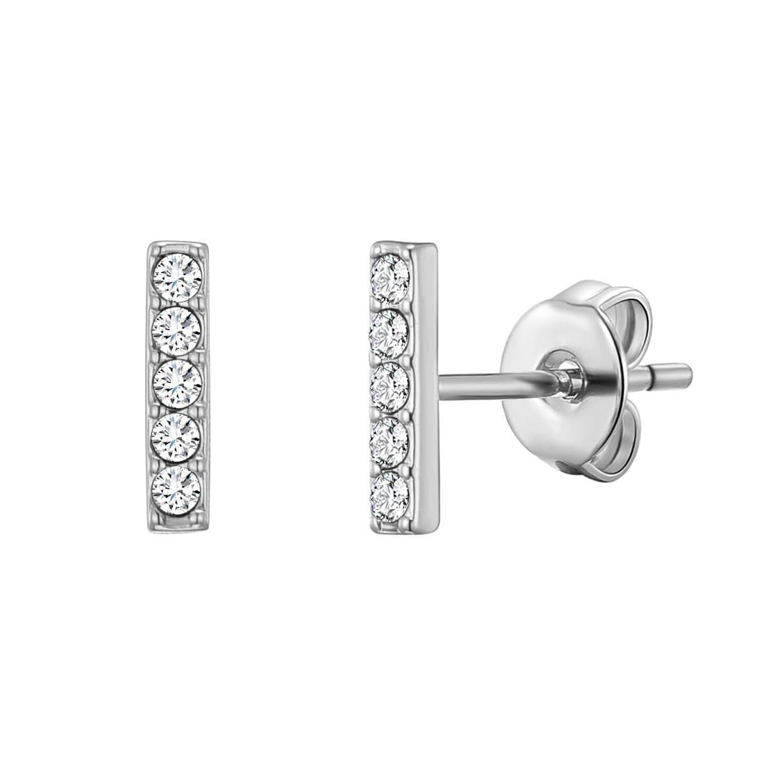 Philip Jones Silver Plated Bar Earrings Created with Zircondia® Crystals