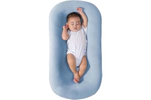 Veayiik Baby Lounger for Newborn, Baby Lounger Pillow, Newborn Lounger Nest for Baby 0-12 Months (Blue)