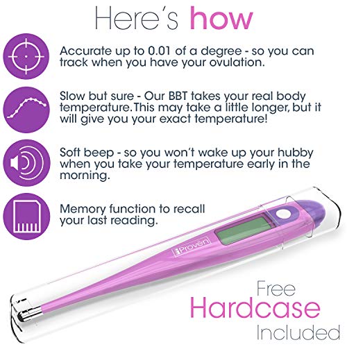 Fertility BBT Thermometer - iProven BBT-271B - 1/100th Accuracy - Trying to Conceive The Natural Way - Track Your Waking Temperature - Ovulation Tracking and Prediction - Thumbnail 4