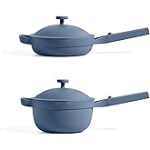 Our Place Mini Cookware Duo | 6-Piece Ceramic Cookware Set with Mini Always Pan & Mini Perfect Pot | Induction & Oven Safe up to 450°F | Nonstick, PFAS-Free Non-Toxic Cookware | Blue Salt