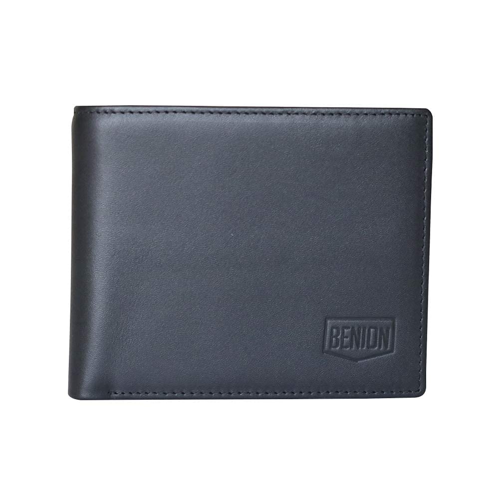 BENION® Wallets Men Genuine Leather RFID Blocking Slim Trifold Wallets with Coin Pocket, 10 Credit Card, ID Window Minimalist Wallet