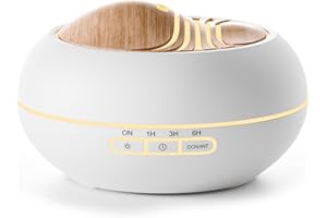 Essential Oil Diffuser, 400ML Ultrasonic Aromatherapy Diffuser for Essential Oils, Cool Mist Humidifier with CON/INT Mode, 7 