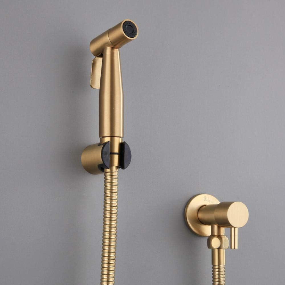 Hand Held Bidet Sprayer Kit - SUS304 Bidet Sprayer Toilet Set Companion Pressurized Brushed Gold Angle Valve Spray Gun