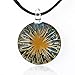 Chuvora Hand Blown Venetian Murano Glass Blue with Yellow Flower Pendant Necklace, 18-20 inches