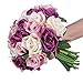 Artiflr Artificial Flowers Rose Bouquet 2 Pack Fake Flowers Silk Plastic Artificial White Roses 18 Heads Bridal Wedding Bouquet for Home Garden Party Wedding Decoration