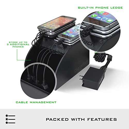ChargeTech Cell Phone Charging Station Power Strip Dock w/ 10 Universal Charging Tips Included