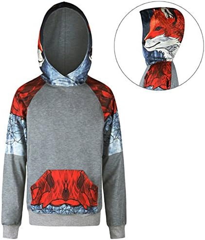 Keepforeverlove Couples Fox Digital Print Long Sleeve Hoodie Sportwear With Pockets Red S