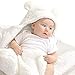 Pinleck Newborn Baby Boy Girl Cute Cotton Plush Receiving Blanket Sleeping Wrap Swaddle (White, One Size)