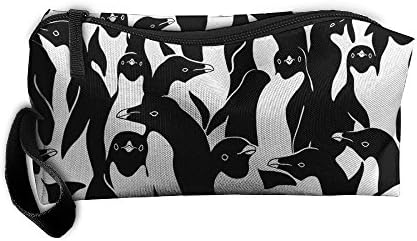 NB UUD Penguins Crowd Portable Zipper Change Purse Coin Wallet Card Holder With Key Ring Women Cosmetic Bags Students Pen Bag