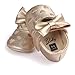 Itaar Baby Girl Moccasins Bow PU Leather Heart Embroidered Soft Soled Shoes for Infants Toddlers, Gold, 6-12 Months