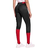 Dreammonkey Women's Softball Pants Low-Rise 3/4 Tapered Leg with Dual-Layer Knee Protection for Baseball Fastpitch