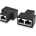 Ethernet Splitter, RJ45 Splitter Adapter LAN Network Internet Splitter 1 to 2, Ethernet Cable &LAN Internet Splitter for Cat5 Cat5e Cat6 Cat 7 Cable-2pcs