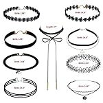 Outee 9 PCS Black Choker Necklace Set Women Choker Set Tattoo Lace Chokers