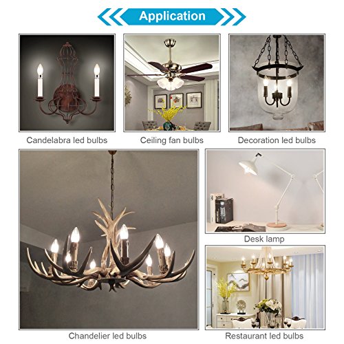 Ascher E12 LED Classic Candelabra Clear Light Bulbs, Equivalent 40W, Daylight White 5000K, Filament Clear Glass, Non-Dimmable, Pack of 10