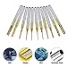 Bestgle 10Pcs 0.8-3.175mm Tungsten Carbide Titanium Coat End Mill Engraving Bits Milling Cutter Tool CNC Rotary Burrs Set, 1/8'' Shank
