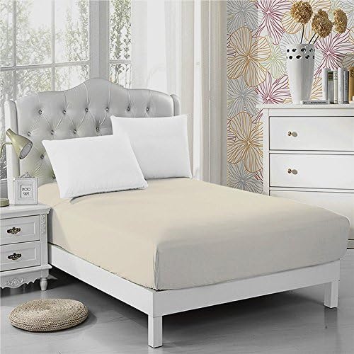 CC&DD HOME FASHION Fitted Sheet,Premium 1800 Series,Velvety Brushed Microfiber (Twin-XL,Dark Beige)