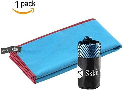 Quick Drying Microfiber Compact Sport Towel. 40"x20" For Exercise, Gym, Sport, Yoga, Travel, Camping, Hiking (2 packs) (Blue)