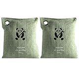 Natural Air Purifying Bags by ZooBamboo. Activated Bamboo Charcoal Deodorizer Bags. Odor Eliminator for Cars, Homes, Closets, Bathrooms and Pet areas. Absorbs Odors and Allergens. (2 x 200g)