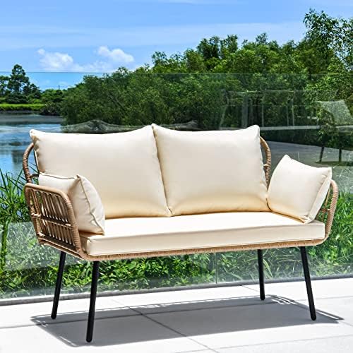 YITAHOME Love Seat Patio Sofa, AllWeather Wicker Large Loveseats Patio