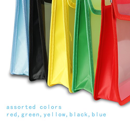 Plastic Wallet, A4 Plastic File Wallet Document Folder Premium Poly Pockets Envelope with Business Card Holder (Pack of 5)