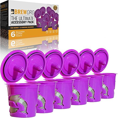 6 Reusable K-Cups by Breworo - Refillable K Cup Coffee Filters for Keurig 2.0, K200, K250, K300, K350, K400, K