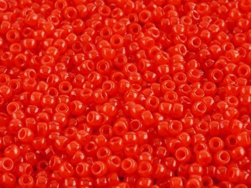0.35oz Matubo Czech Glass Seed Beads 7/0 (3.5mm) (10gr) (Approx. 220pcs) Color: Opal Red-Orange