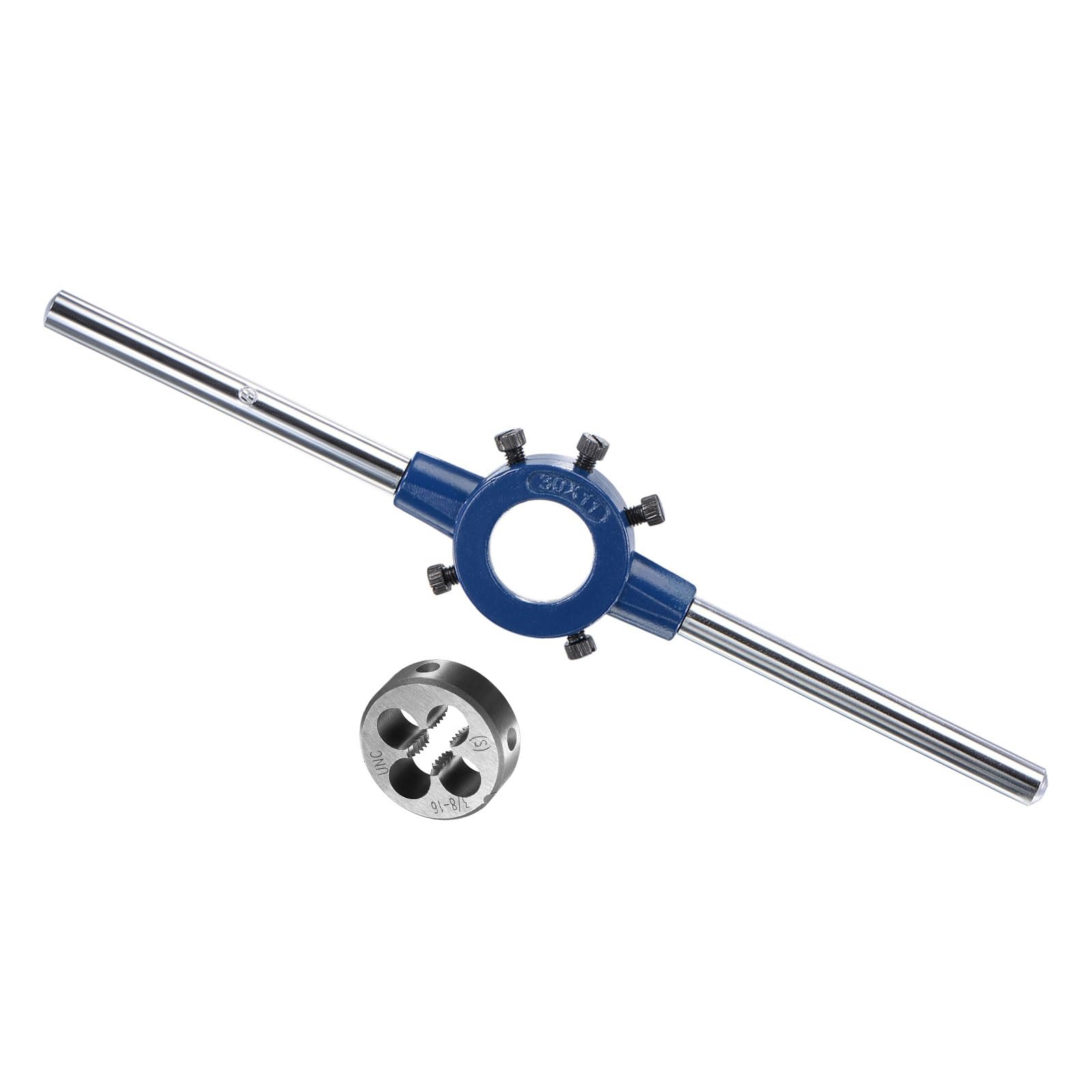 CoCud Die Stock Handle Set, 3/8-16 UNC Thread Die & Fit 20mm-30mm OD / M9-M11 Die Wrench Tool Kit - (Applications: for Threading Repairing), 1-Set
