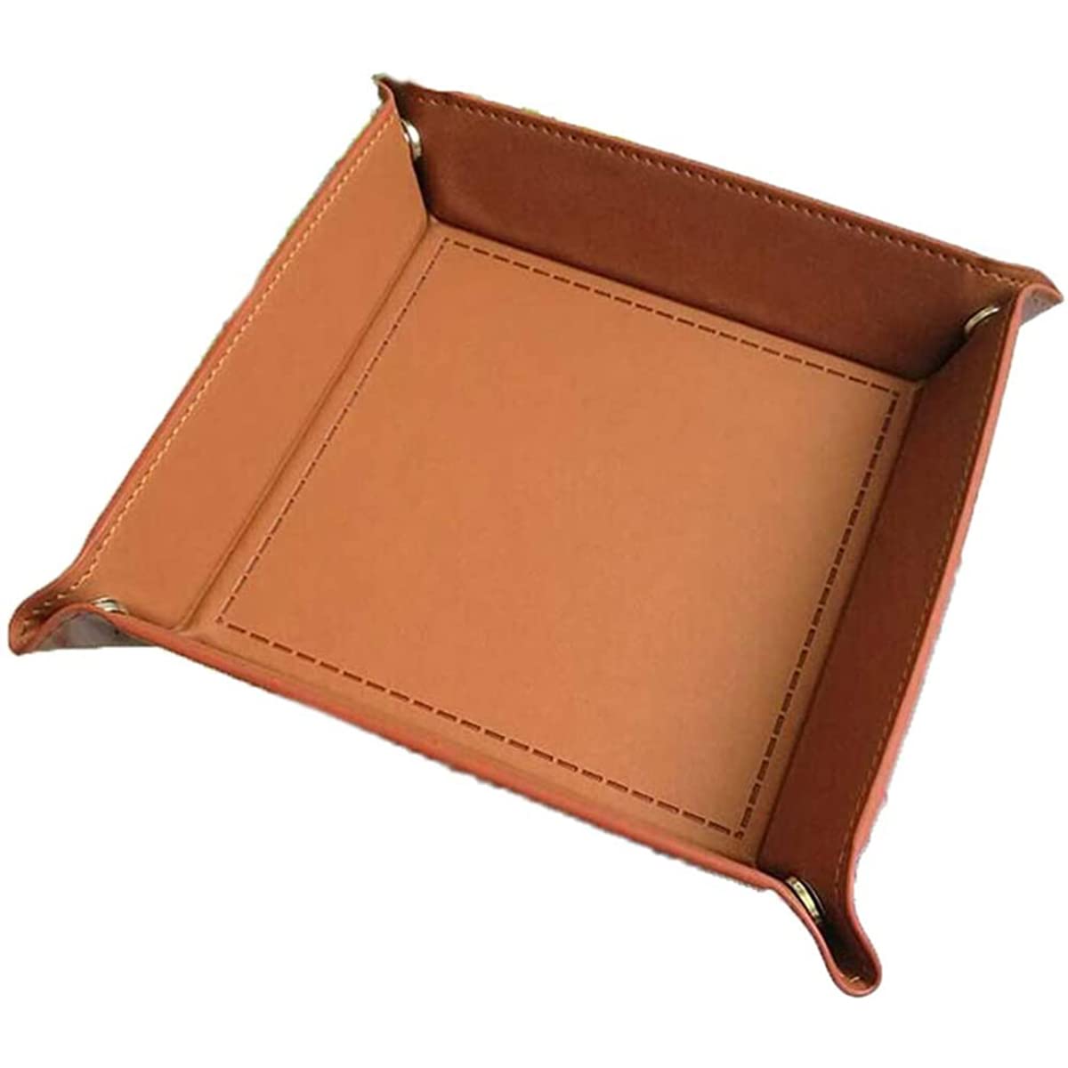 Dice Tray PU Leather Folding Square Holder for Dice Games,Other Table Games,Jewelry Key Wallet Coin Box Stroage Tray Brown