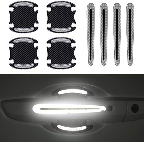 自動車汎用 ドアハンドルカバー ボウルカバー ガーニッシュ ドレスアップ カスタム パーツ プロテクター Abs製 爪キズ防止 4ドアと8ステッカー White