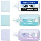 Tombow Pencil Correction Tape, Mono Pocket, 5mm Wide, Assorted, Pack of 3 (MONO, Blue, Purple) KCC-321X